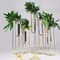 14" long Gold 5 Jointed Geometric Flower Vase Holders with Glass Test Tubes
